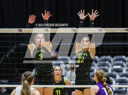 Thumbnail 3 in Blum vs. Harrold (UIL 1A Volleyball Final) photogallery.