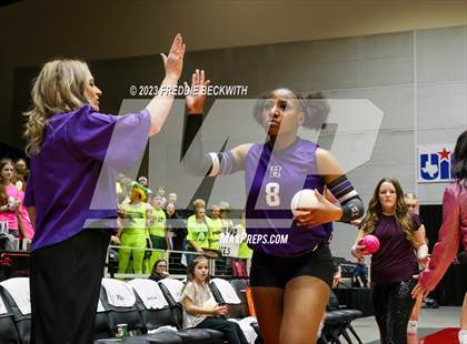 Thumbnail 3 in Blum vs. Harrold (UIL 1A Volleyball Final) photogallery.