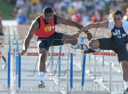 Thumbnail 1 in CIF State Track and Field Championships (Day 1 - Boys 110m Hurdles) photogallery.