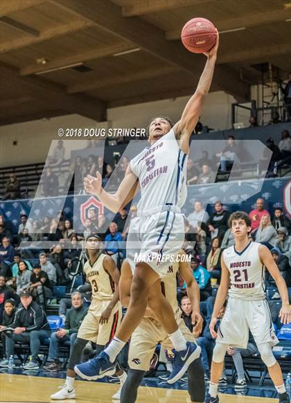 Thumbnail 3 in Modesto Christian vs. Salesian College Preparatory (MLK Classic at St. Mary's College) photogallery.