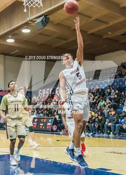 Thumbnail 3 in Modesto Christian vs. Salesian College Preparatory (MLK Classic at St. Mary's College) photogallery.