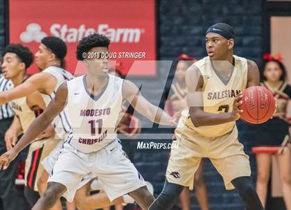 Thumbnail 1 in Modesto Christian vs. Salesian College Preparatory (MLK Classic at St. Mary's College) photogallery.