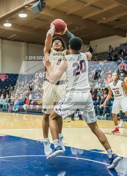 Thumbnail 1 in Modesto Christian vs. Salesian College Preparatory (MLK Classic at St. Mary's College) photogallery.