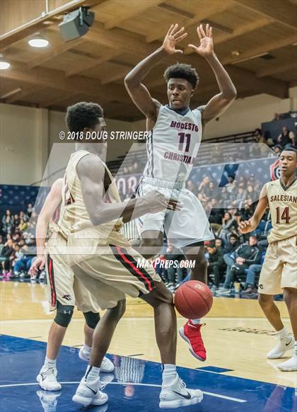 Thumbnail 2 in Modesto Christian vs. Salesian College Preparatory (MLK Classic at St. Mary's College) photogallery.