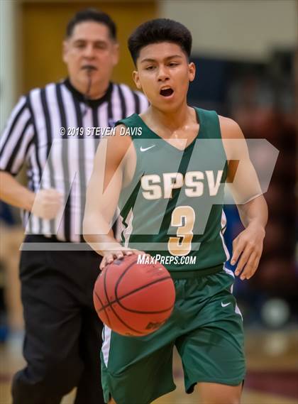 Thumbnail 1 in Salpointe Catholic vs. St. Patrick-St. Vincent  (Visit Mesa Basketball Challenge) photogallery.