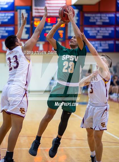 Thumbnail 2 in Salpointe Catholic vs. St. Patrick-St. Vincent  (Visit Mesa Basketball Challenge) photogallery.