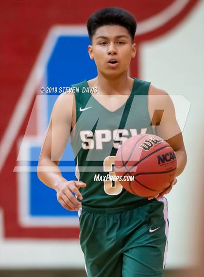 Thumbnail 3 in Salpointe Catholic vs. St. Patrick-St. Vincent  (Visit Mesa Basketball Challenge) photogallery.
