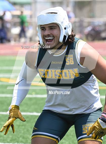 Thumbnail 2 in JSerra Catholic vs. Edison (Battle At The Beach) photogallery.