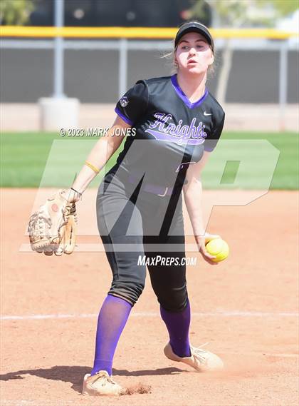 Thumbnail 3 in Arizona College Prep vs. Millennium (West Valley Softball Invitational) photogallery.