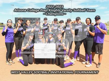 Thumbnail 1 in Arizona College Prep vs. Millennium (West Valley Softball Invitational) photogallery.