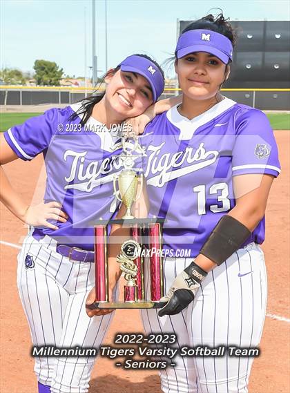 Thumbnail 2 in Arizona College Prep vs. Millennium (West Valley Softball Invitational) photogallery.