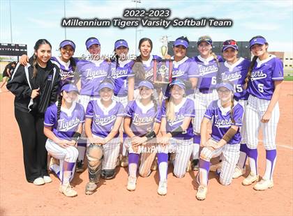 Thumbnail 1 in Arizona College Prep vs. Millennium (West Valley Softball Invitational) photogallery.