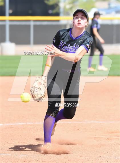 Thumbnail 3 in Arizona College Prep vs. Millennium (West Valley Softball Invitational) photogallery.