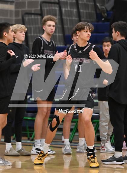 Thumbnail 2 in Centennial vs Owyhee (IHSAA 5A District III Quarterfinals) photogallery.