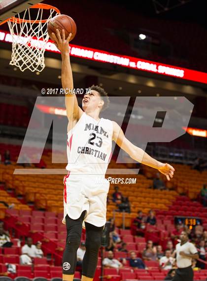 Thumbnail 2 in Coral Springs vs. Miami Christian (HoopHall Miami Invitational) photogallery.