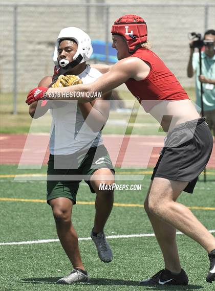 Thumbnail 3 in Orange Lutheran vs. Edison (Battle at the Beach 7-on-7) photogallery.