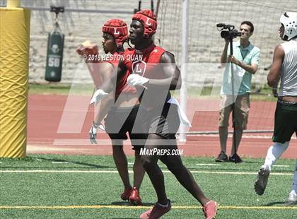 Thumbnail 1 in Orange Lutheran vs. Edison (Battle at the Beach 7-on-7) photogallery.