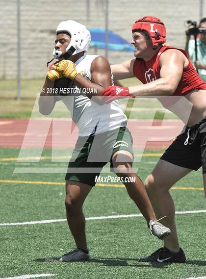 Thumbnail 2 in Orange Lutheran vs. Edison (Battle at the Beach 7-on-7) photogallery.