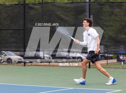 Thumbnail 2 in  Community School of Davidson vs. Raleigh Charter (NCHSAA 2A Men's Tennis Individuals Doubles State Championships - Finals) photogallery.
