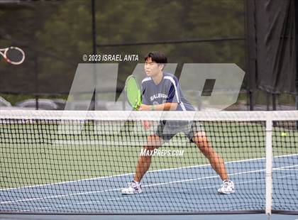 Thumbnail 1 in  Community School of Davidson vs. Raleigh Charter (NCHSAA 2A Men's Tennis Individuals Doubles State Championships - Finals) photogallery.