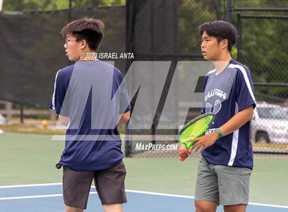 Thumbnail 1 in  Community School of Davidson vs. Raleigh Charter (NCHSAA 2A Men's Tennis Individuals Doubles State Championships - Finals) photogallery.