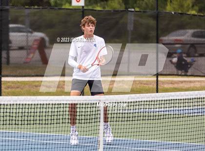 Thumbnail 2 in  Community School of Davidson vs. Raleigh Charter (NCHSAA 2A Men's Tennis Individuals Doubles State Championships - Finals) photogallery.