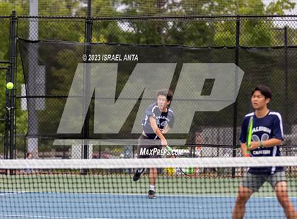 Thumbnail 2 in  Community School of Davidson vs. Raleigh Charter (NCHSAA 2A Men's Tennis Individuals Doubles State Championships - Finals) photogallery.