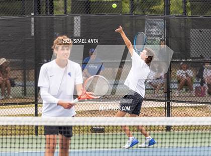 Thumbnail 1 in  Community School of Davidson vs. Raleigh Charter (NCHSAA 2A Men's Tennis Individuals Doubles State Championships - Finals) photogallery.