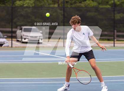 Thumbnail 3 in  Community School of Davidson vs. Raleigh Charter (NCHSAA 2A Men's Tennis Individuals Doubles State Championships - Finals) photogallery.