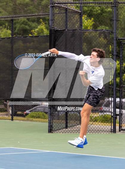 Thumbnail 2 in  Community School of Davidson vs. Raleigh Charter (NCHSAA 2A Men's Tennis Individuals Doubles State Championships - Finals) photogallery.