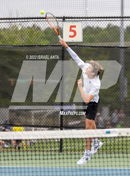 Thumbnail 2 in  Community School of Davidson vs. Raleigh Charter (NCHSAA 2A Men's Tennis Individuals Doubles State Championships - Finals) photogallery.
