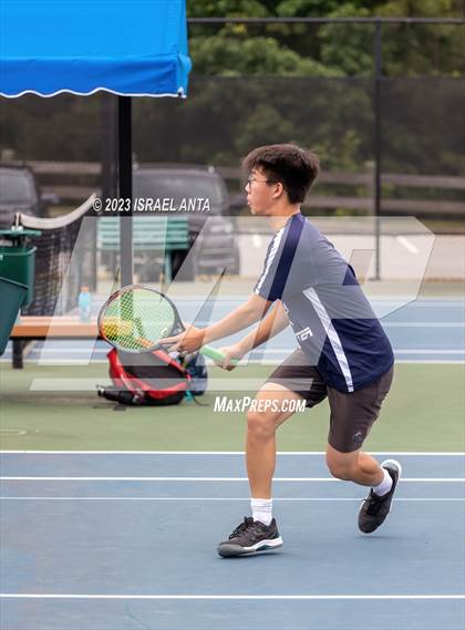 Thumbnail 1 in  Community School of Davidson vs. Raleigh Charter (NCHSAA 2A Men's Tennis Individuals Doubles State Championships - Finals) photogallery.