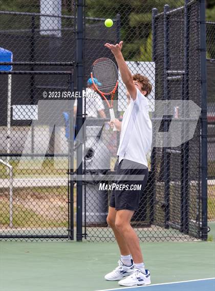 Thumbnail 2 in  Community School of Davidson vs. Raleigh Charter (NCHSAA 2A Men's Tennis Individuals Doubles State Championships - Finals) photogallery.