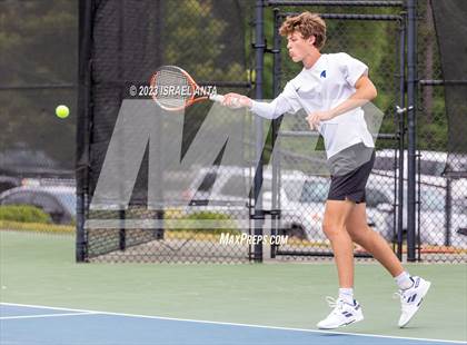 Thumbnail 1 in  Community School of Davidson vs. Raleigh Charter (NCHSAA 2A Men's Tennis Individuals Doubles State Championships - Finals) photogallery.