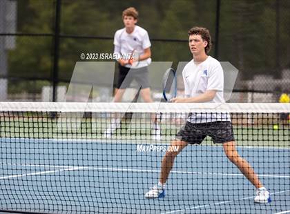 Thumbnail 3 in  Community School of Davidson vs. Raleigh Charter (NCHSAA 2A Men's Tennis Individuals Doubles State Championships - Finals) photogallery.