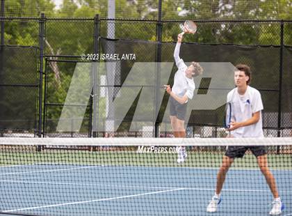 Thumbnail 2 in  Community School of Davidson vs. Raleigh Charter (NCHSAA 2A Men's Tennis Individuals Doubles State Championships - Finals) photogallery.