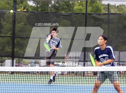 Thumbnail 1 in  Community School of Davidson vs. Raleigh Charter (NCHSAA 2A Men's Tennis Individuals Doubles State Championships - Finals) photogallery.