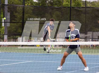 Thumbnail 3 in  Community School of Davidson vs. Raleigh Charter (NCHSAA 2A Men's Tennis Individuals Doubles State Championships - Finals) photogallery.