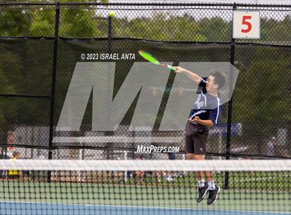 Thumbnail 2 in  Community School of Davidson vs. Raleigh Charter (NCHSAA 2A Men's Tennis Individuals Doubles State Championships - Finals) photogallery.