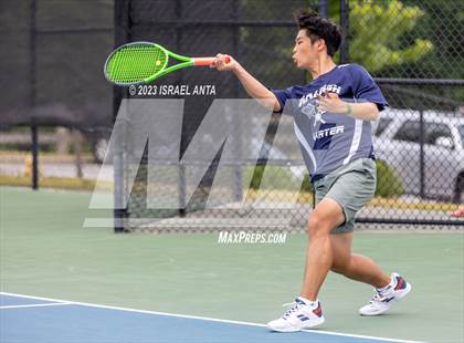 Thumbnail 3 in  Community School of Davidson vs. Raleigh Charter (NCHSAA 2A Men's Tennis Individuals Doubles State Championships - Finals) photogallery.