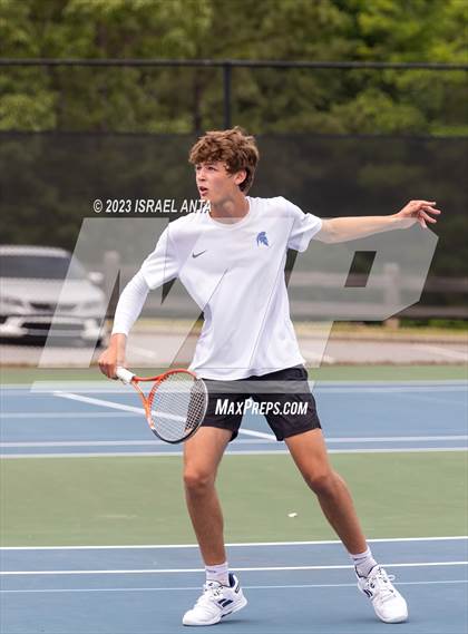 Thumbnail 2 in  Community School of Davidson vs. Raleigh Charter (NCHSAA 2A Men's Tennis Individuals Doubles State Championships - Finals) photogallery.
