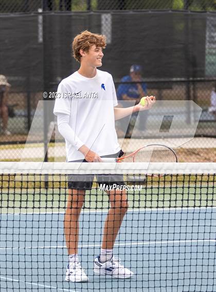 Thumbnail 1 in  Community School of Davidson vs. Raleigh Charter (NCHSAA 2A Men's Tennis Individuals Doubles State Championships - Finals) photogallery.