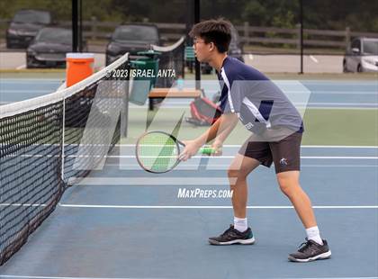 Thumbnail 2 in  Community School of Davidson vs. Raleigh Charter (NCHSAA 2A Men's Tennis Individuals Doubles State Championships - Finals) photogallery.