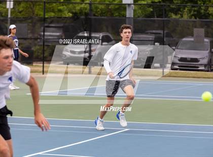 Thumbnail 1 in  Community School of Davidson vs. Raleigh Charter (NCHSAA 2A Men's Tennis Individuals Doubles State Championships - Finals) photogallery.