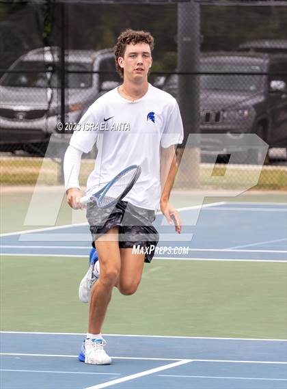 Thumbnail 3 in  Community School of Davidson vs. Raleigh Charter (NCHSAA 2A Men's Tennis Individuals Doubles State Championships - Finals) photogallery.