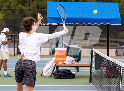 Thumbnail 3 in  Community School of Davidson vs. Raleigh Charter (NCHSAA 2A Men's Tennis Individuals Doubles State Championships - Finals) photogallery.