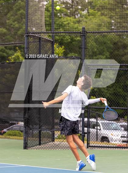 Thumbnail 2 in  Community School of Davidson vs. Raleigh Charter (NCHSAA 2A Men's Tennis Individuals Doubles State Championships - Finals) photogallery.