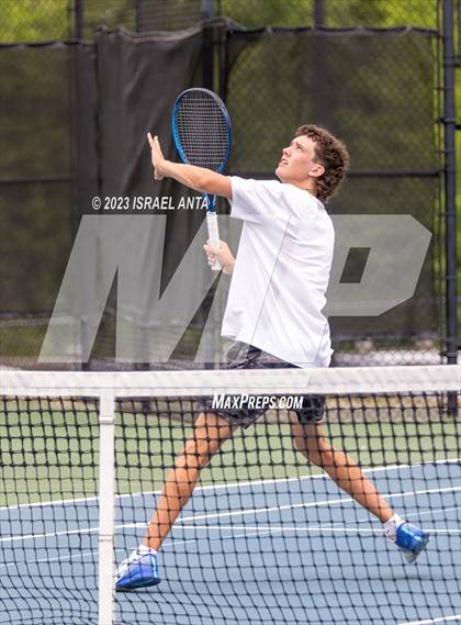Thumbnail 1 in  Community School of Davidson vs. Raleigh Charter (NCHSAA 2A Men's Tennis Individuals Doubles State Championships - Finals) photogallery.