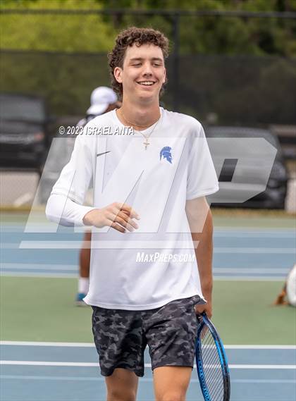 Thumbnail 2 in  Community School of Davidson vs. Raleigh Charter (NCHSAA 2A Men's Tennis Individuals Doubles State Championships - Finals) photogallery.