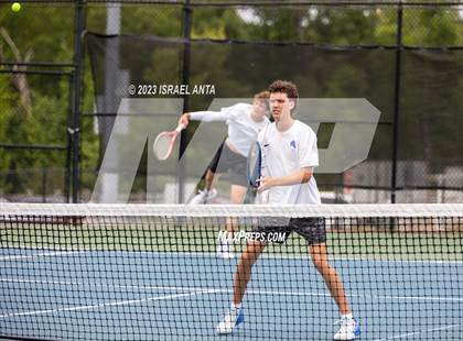 Thumbnail 3 in  Community School of Davidson vs. Raleigh Charter (NCHSAA 2A Men's Tennis Individuals Doubles State Championships - Finals) photogallery.